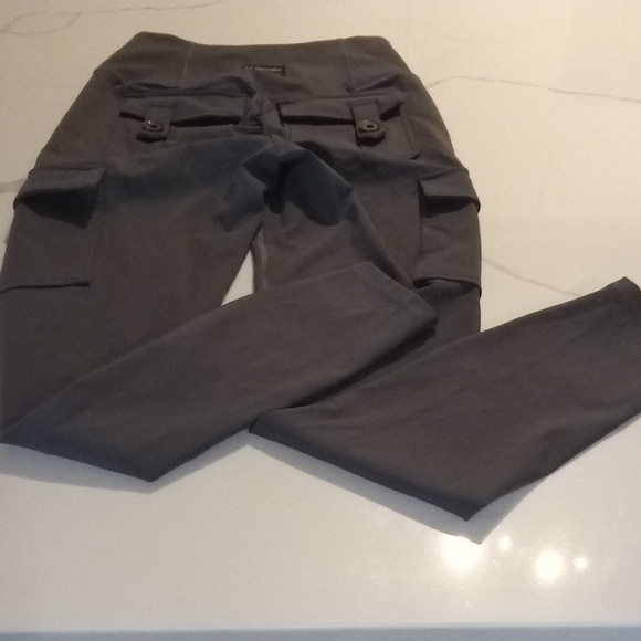 Grey Scrunch High Waist Leggings with Cargo Pockets Sz L - Picture 8 of 11